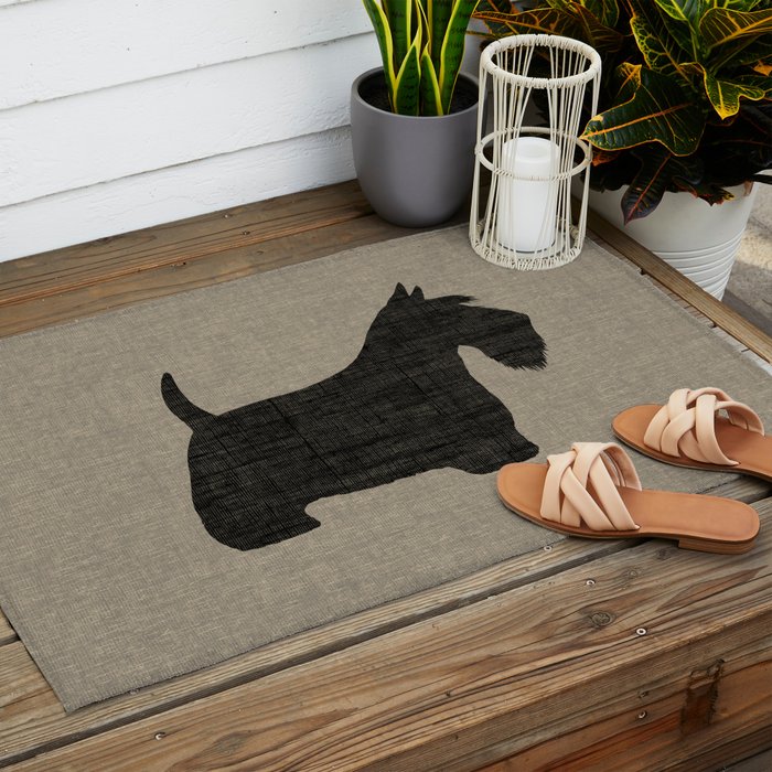 Scottish Terrier | Black Scottie Dog Silhouette Outdoor Rug Gallery Image 2