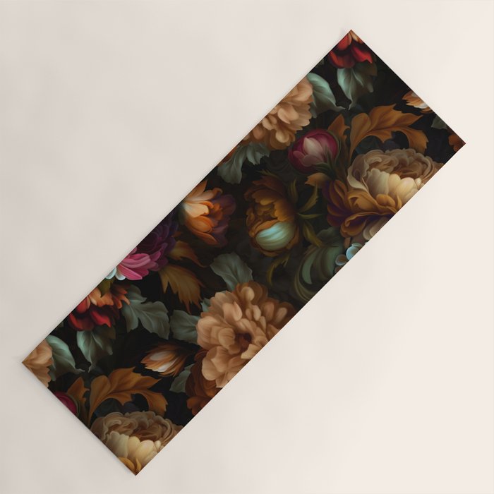 Enchanting Lush Baroque Midnight Flower Garden Yoga Mat Gallery Image 1