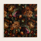 Enchanting Lush Baroque Midnight Flower Garden Wood Wall Art Gallery Image 1