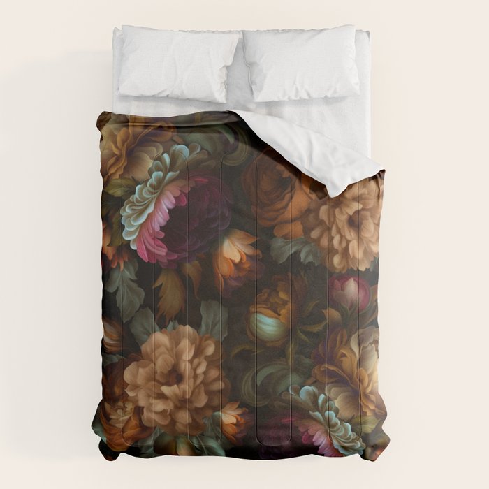 Enchanting Lush Baroque Midnight Flower Garden Comforter Gallery Image 6