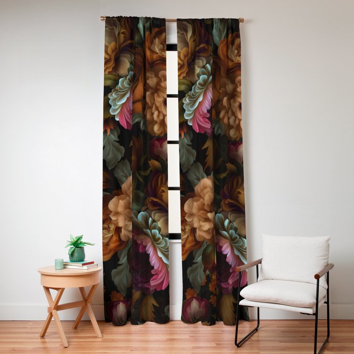Enchanting Lush Baroque Midnight Flower Garden Window Curtain Gallery Image 4