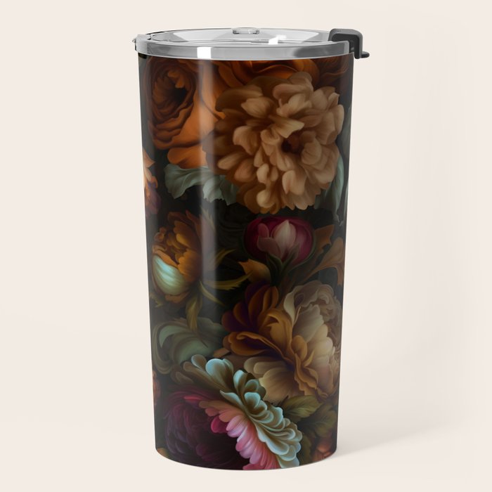 Enchanting Lush Baroque Midnight Flower Garden Travel Mug Gallery Image 2