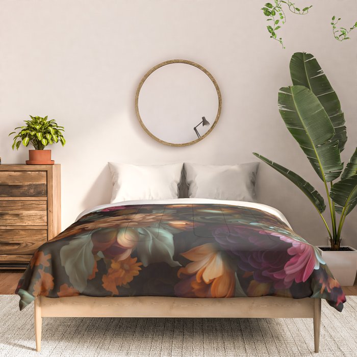 Enchanting Lush Baroque Midnight Flower Garden Comforter Gallery Image 3