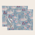 Botanical Blue Elegant Swan Pattern Placemat Gallery Image 1