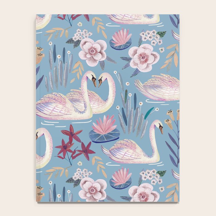 Botanical Blue Elegant Swan Pattern Notebook Gallery Image 4