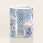 Botanical Blue Elegant Swan Pattern Coffee Mug Gallery Image 4