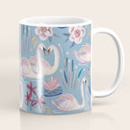 Botanical Blue Elegant Swan Pattern Coffee Mug Gallery Image 1