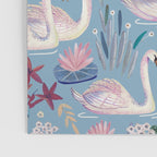 Botanical Blue Elegant Swan Pattern Poster Gallery Image 3