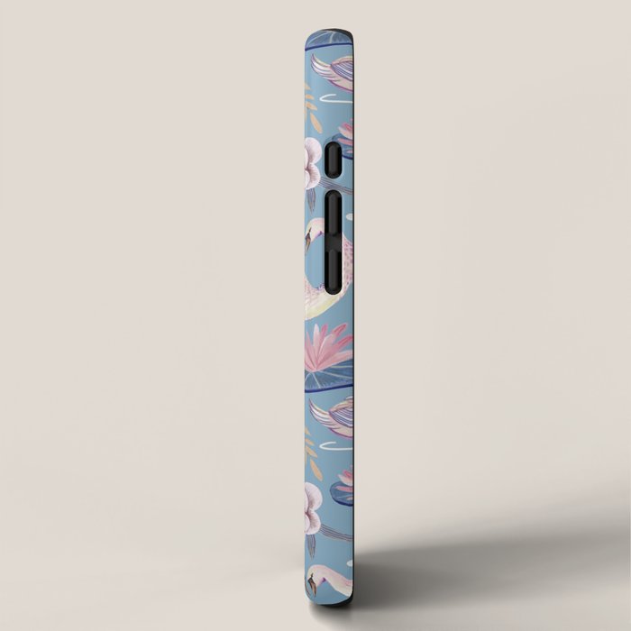 Botanical Blue Elegant Swan Pattern iPhone Case Gallery Image 2