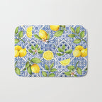 Portuguese Vintage Summer  Blue Tiles And Lemons Bath Mat Gallery Image 1
