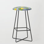 Portuguese Vintage Summer  Blue Tiles And Lemons Stool Gallery Image 1