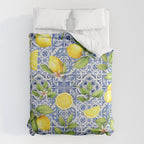 Portuguese Vintage Summer  Blue Tiles And Lemons Duvet Cover Gallery Image 6