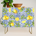Portuguese Vintage Summer  Blue Tiles And Lemons Credenza Gallery Image 1
