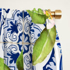 Portuguese Vintage Summer  Blue Tiles And Lemons Window Curtain Gallery Image 2