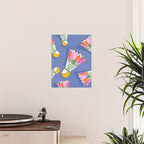 Badminton Birdie Pop Art court sport pattern on cobalt blue Poster Gallery Image 2