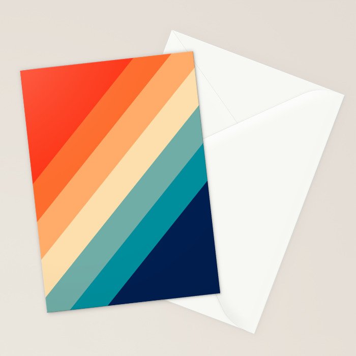 Dafun - Colorful Vintage Vibes 70s Style Retro Stripes Stationery Card Gallery Image 2