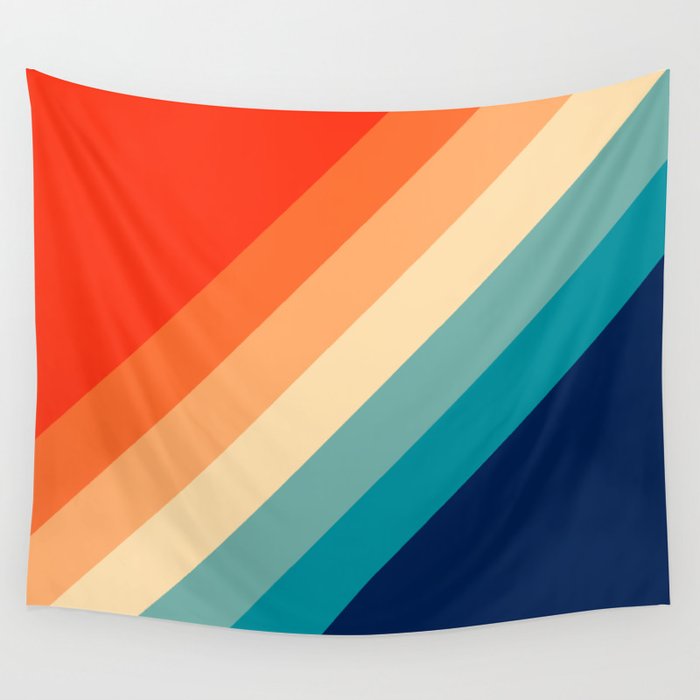 Dafun - Colorful Vintage Vibes 70s Style Retro Stripes Wall Tapestry Gallery Image 4