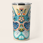 Cute French bulldog and heart shaped sunglasses  Travel Mug Gallery Image 1