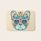 Cute French bulldog and heart shaped sunglasses  Bath Mat Gallery Image 1