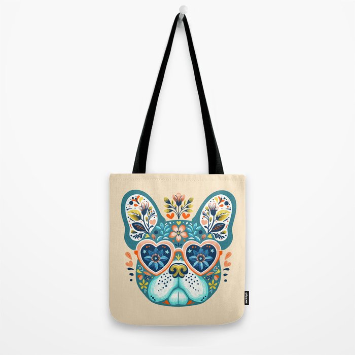 Cute French bulldog and heart shaped sunglasses  Tote Bag Gallery Image 2