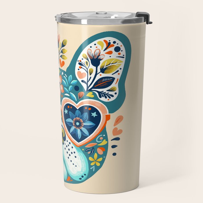 Cute French bulldog and heart shaped sunglasses  Travel Mug Gallery Image 2