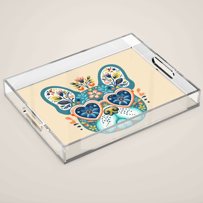 Cute French bulldog and heart shaped sunglasses  Acrylic Tray Gallery Image 1