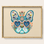 Cute French bulldog and heart shaped sunglasses  Serving Tray Gallery Image 1