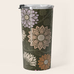 Mums and Vines Floral Mauve Olive and Rust Travel Mug Gallery Image 3