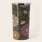 Mums and Vines Floral Mauve Olive and Rust Travel Mug Gallery Image 1