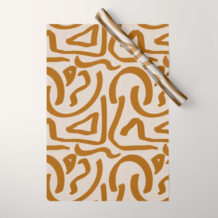 Retro Terra Scribbles - Abstract Mid Century Brush Wrapping Paper Gallery Image 1