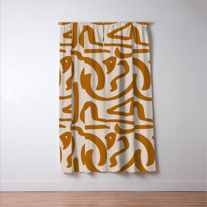 Retro Terra Scribbles - Abstract Mid Century Brush Window Curtain Gallery Image 3