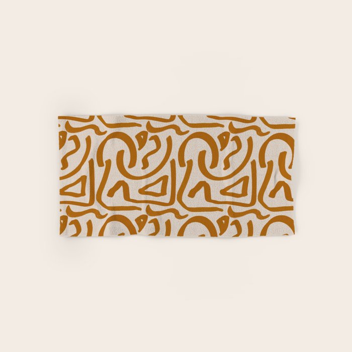 Retro Terra Scribbles - Abstract Mid Century Brush Bath Towel Gallery Image 1