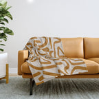Retro Terra Scribbles - Abstract Mid Century Brush Throw Blanket Gallery Image 1