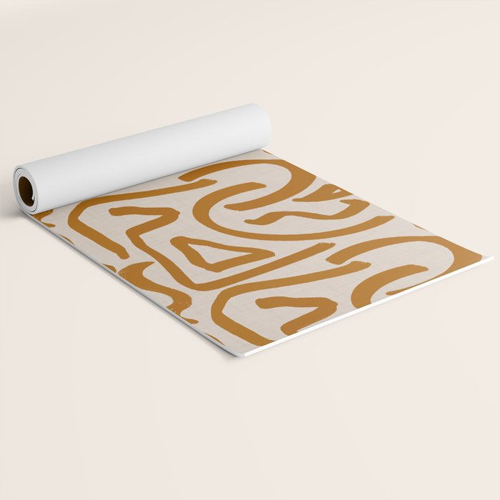 Retro Terra Scribbles - Abstract Mid Century Brush Yoga Mat Gallery Image 2
