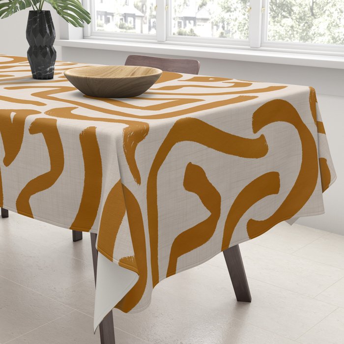 Retro Terra Scribbles - Abstract Mid Century Brush Tablecloth Gallery Image 3