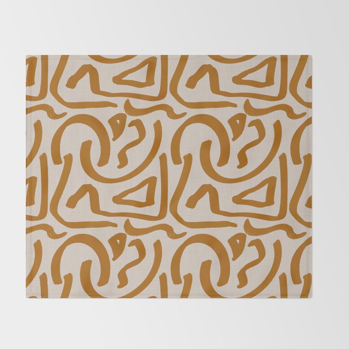 Retro Terra Scribbles - Abstract Mid Century Brush Throw Blanket Gallery Image 2