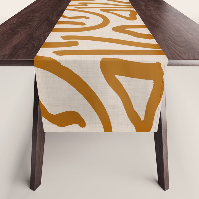 Retro Terra Scribbles - Abstract Mid Century Brush Table Runner Gallery Image 1