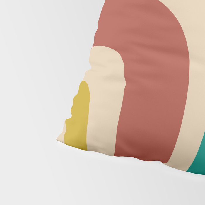 Tiki Minimalist Mid-Century Modern Abstract Pattern in Mid Mod Teal Orange Olive Mustard Beige Pillow Sham Gallery Image 4