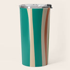 Tiki Minimalist Mid-Century Modern Abstract Pattern in Mid Mod Teal Orange Olive Mustard Beige Travel Mug Gallery Image 2