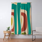 Tiki Minimalist Mid-Century Modern Abstract Pattern in Mid Mod Teal Orange Olive Mustard Beige Window Curtain Gallery Image 5