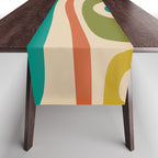 Tiki Minimalist Mid-Century Modern Abstract Pattern in Mid Mod Teal Orange Olive Mustard Beige Table Runner Gallery Image 1