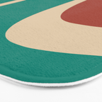 Tiki Minimalist Mid-Century Modern Abstract Pattern in Mid Mod Teal Orange Olive Mustard Beige Bath Mat Gallery Image 3