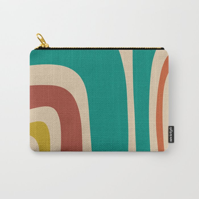 Tiki Minimalist Mid-Century Modern Abstract Pattern in Mid Mod Teal Orange Olive Mustard Beige Carry All Pouch Gallery Image 1