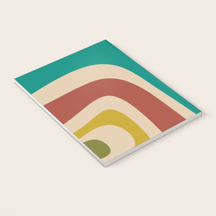 Tiki Minimalist Mid-Century Modern Abstract Pattern in Mid Mod Teal Orange Olive Mustard Beige Notebook Gallery Image 3