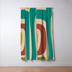 Tiki Minimalist Mid-Century Modern Abstract Pattern in Mid Mod Teal Orange Olive Mustard Beige Window Curtain Gallery Image 3