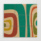 Tiki Minimalist Mid-Century Modern Abstract Pattern in Mid Mod Teal Orange Olive Mustard Beige Wood Wall Art Gallery Image 1