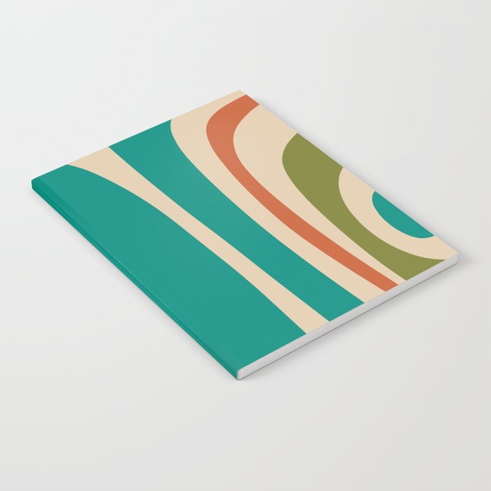 Tiki Minimalist Mid-Century Modern Abstract Pattern in Mid Mod Teal Orange Olive Mustard Beige Notebook Gallery Image 2