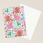 Winter Forest Woodland Animals in Pink & Blue Stationery Card Gallery Image 2