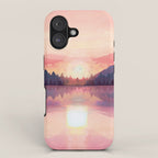 Morning Sunshine over the Peaceful Mountain Lake iPhone Case Gallery Image 1
