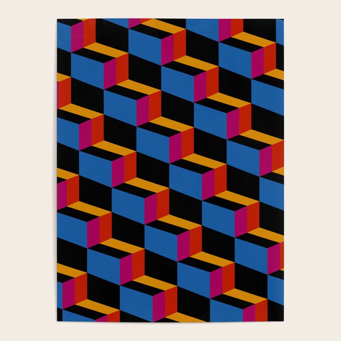 Cuboid Geometric Abstract Shapes Pattern XXII Poster Gallery Image 1